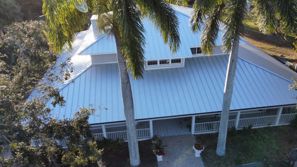 Beautiful Metal Roof Suitable for Florida or Texas, Blue Materials, Roof Replacement by Wilson Roofing and Renovations